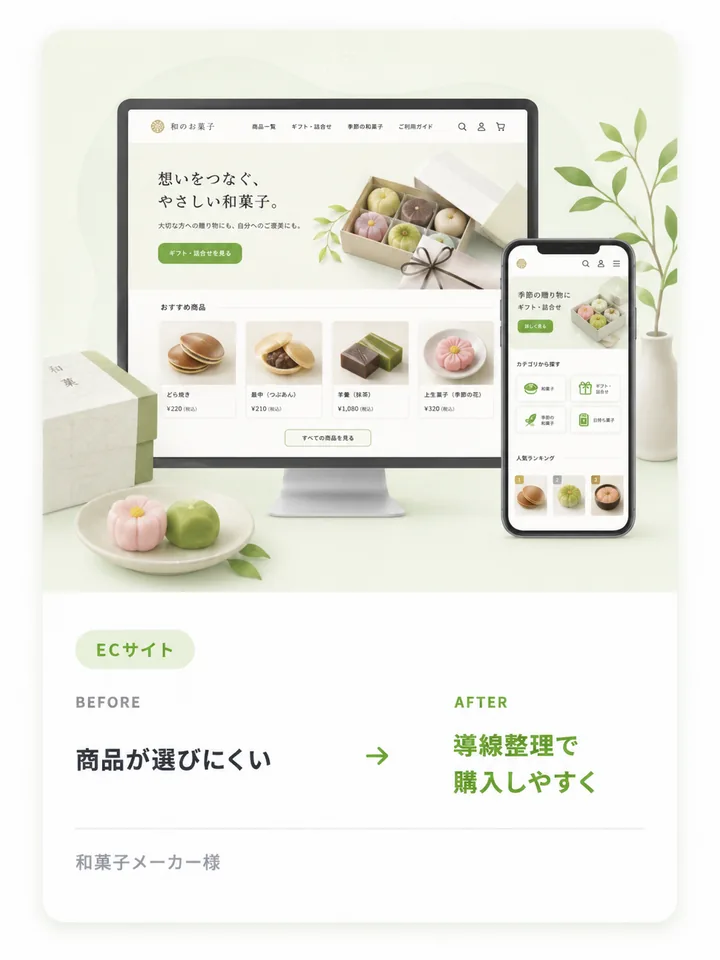 和菓子ECサイトの画面